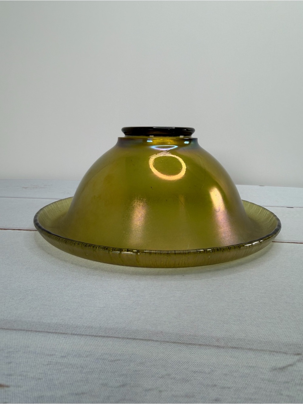 Antique c. 1920s H. Northwood & Co. No. 659 "Russet" Stretch Glass Console Bowl - Picture 8 of 14